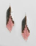 Steve Madden Graduated Seed Beaded Drop Frishhook Earring - Pink