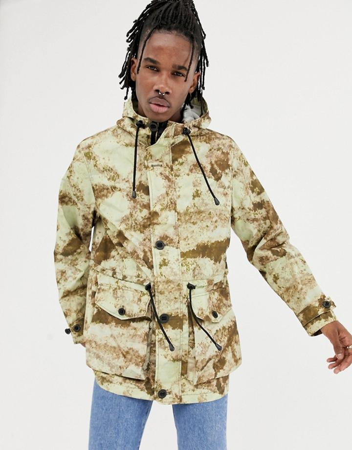 Asos Design Lightweight Parka Jacket In Camo Print - Green