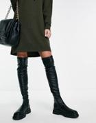 Mango Over The Knee Chain Embossed Boots In Black