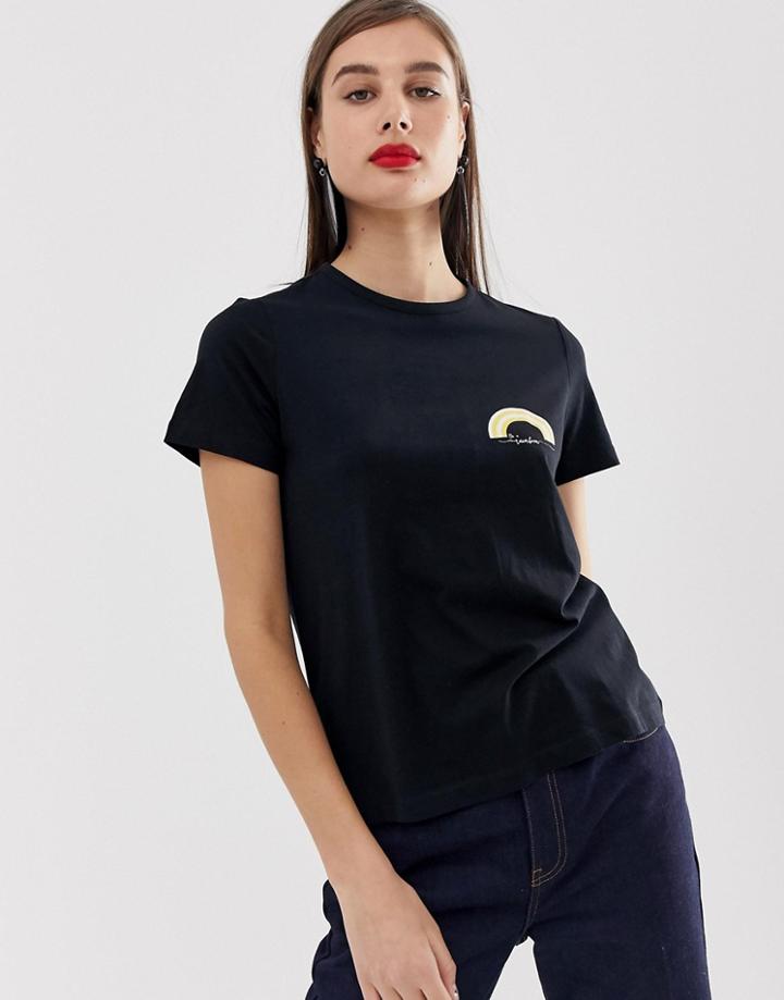Vero Moda Rainbow Logo T-shirt - Black