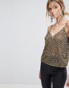 Asos Cami With Scattered Sequin - Green