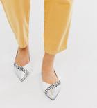 Asos Design Wide Fit Vibrant Pointed Ballet Flats In Silver Mix-multi