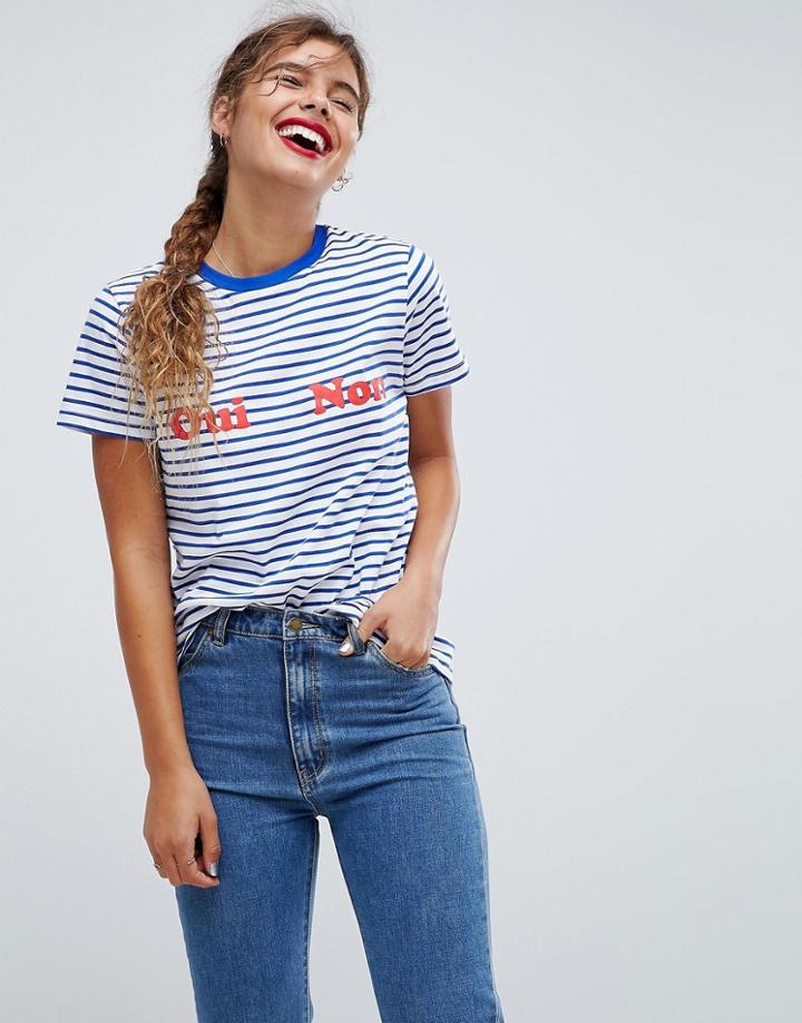 Asos T-shirt With Oui And Non Print - White