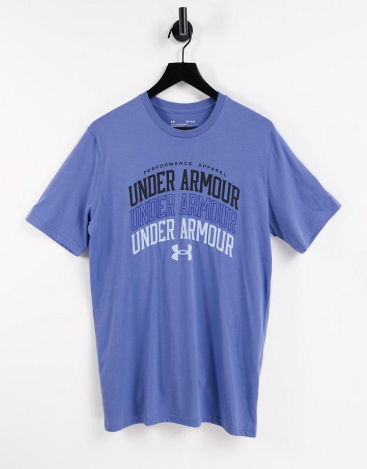 Under Armour Training Collegiate Multi Logo T-shirt In Blue-blues