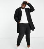 Asos Design Plus Unlined Wool Mix Overcoat In Black