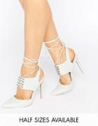 Asos Patrol Lace Up Pointed Heels - White