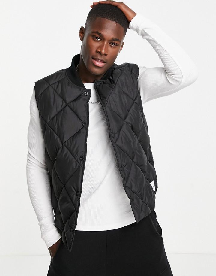 Topman Recycled Quilted Vest In Black