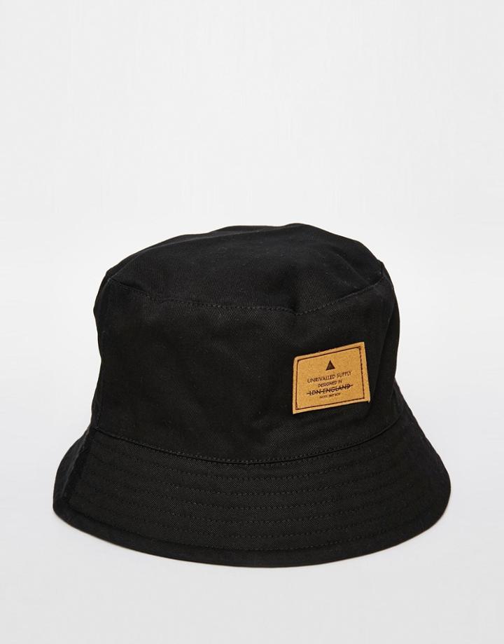Asos Bucket Hat In Black With Patch - Black