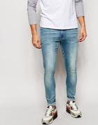 Asos Extreme Super Skinny Jeans In Tinted Blue - Light Blue