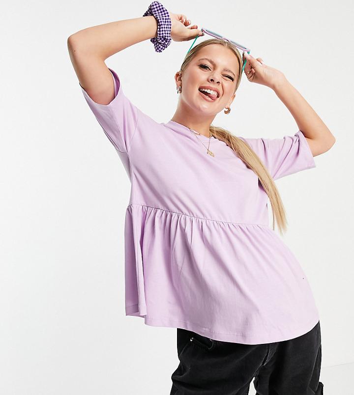 Asos Design Maternity Short Sleeve Smock In Lilac-purple