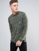 Asos Oversized Long Sleeve T-shirt With All Over Camo And Acid Wash - Green