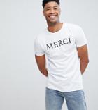 Asos Design Tall Muscle T-shirt With Merci Print - White