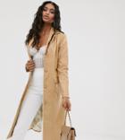 Unique21 Longline Jacket In Vintage Faux Leather - Beige
