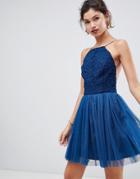 Asos Design Lace Top Tulle Mini Dress - Multi