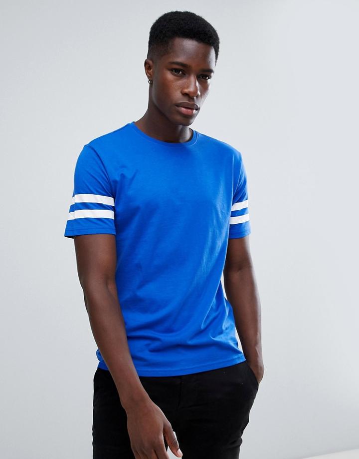 Troy T-shirt With Arm Stripe - Blue