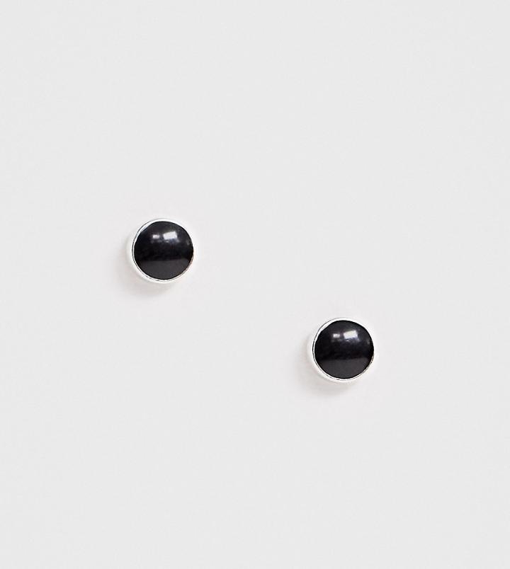Designb Black Stud Earrings In Sterling Silver - Silver