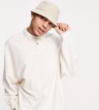 Collusion Oversized Long Sleeve Polo In Heavy Weight Jersey Fabric - Part Of A Set-white