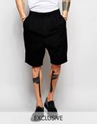 Black Eye Rags Shorts In Wool With Pinstripe - Black