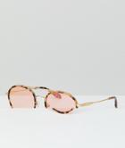 Sonix Charlie Round Sunglasses In Tort With Pink Lens - Brown