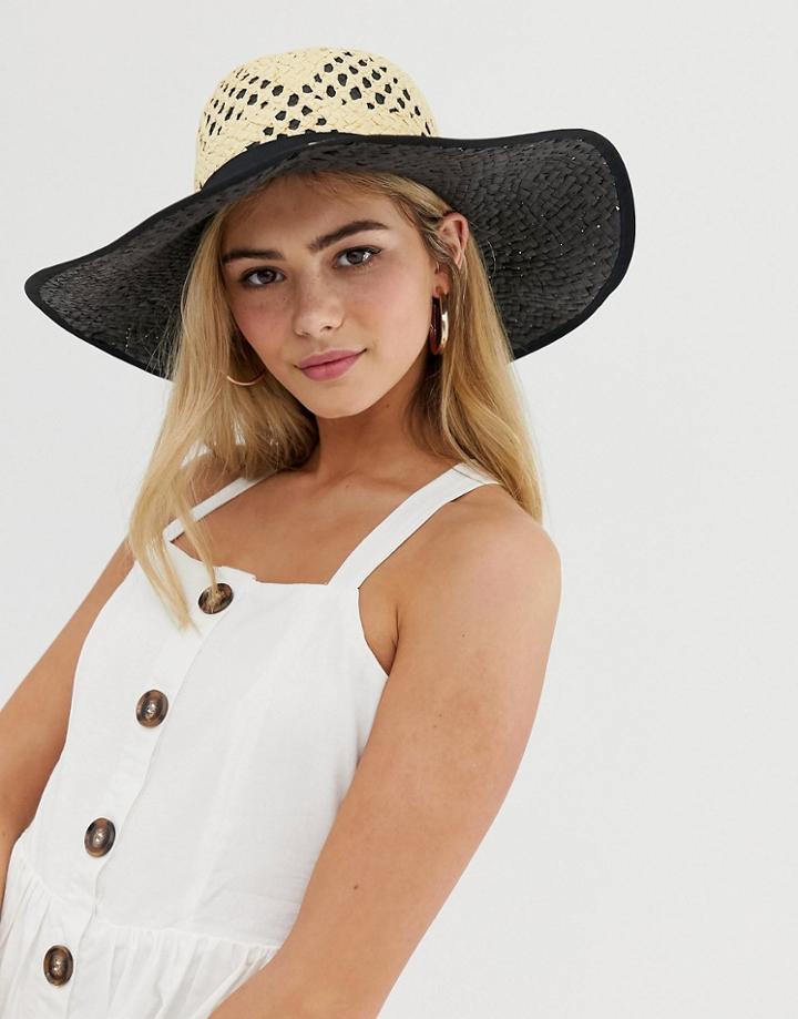 Miss Selfridge Sun Hat With Contrast Underlay In Nude - Beige
