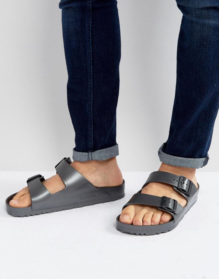 Birkenstock Arizona Eva Metallic Sandals In Anthracite - Gray