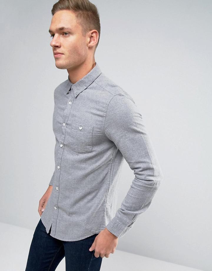 Burton Menswear Slim Shirt With Pocket - Gray