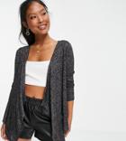 Vero Moda Petite Waterfall Cardigan In Gray-grey
