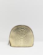 Asos Design Leather Metallic Croc Half Moon Cross Body Bag-gold