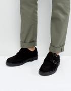 Dead Vintage Monk Shoes In Black Suede - Black