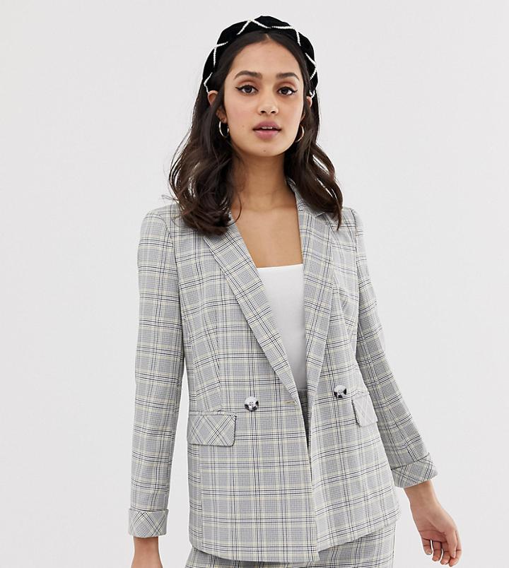 Miss Selfridge Blazer In Gray Check-multi