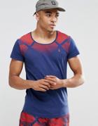 Ringspun Scoop Neck Printed Beach T-shirt Co-ord - Navy