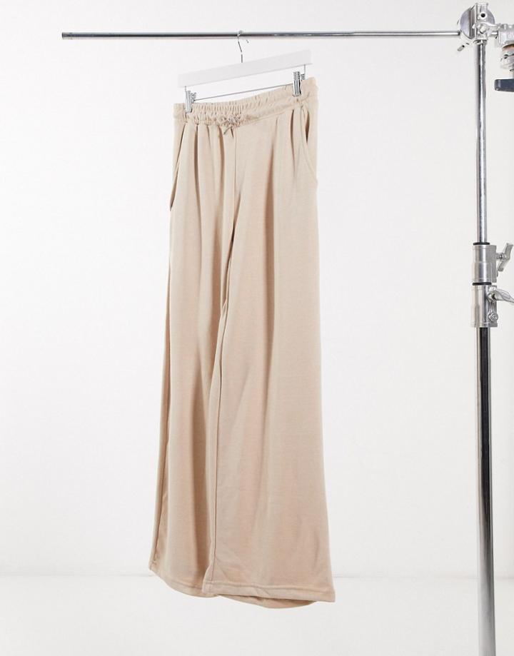 New Look Wide Leg Sweatpants In Stone-neutral