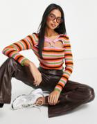 Asos Design Sweater In Stripe With Ring Detail-multi