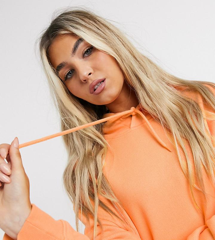Weekday Marcie Organic Cotton Longline Hoodie In Orange