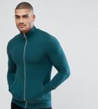 Asos Tall Muscle Track Jacket In Green - Green