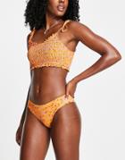 Vero Moda Bikini Bottoms In Orange & Lilac Print-multi