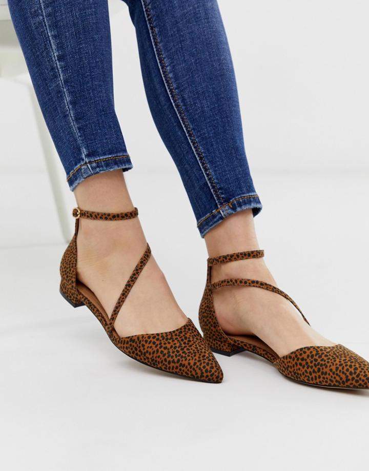 Asos Design Lifetime Pointed Ballet Flats In Cheetah - Multi