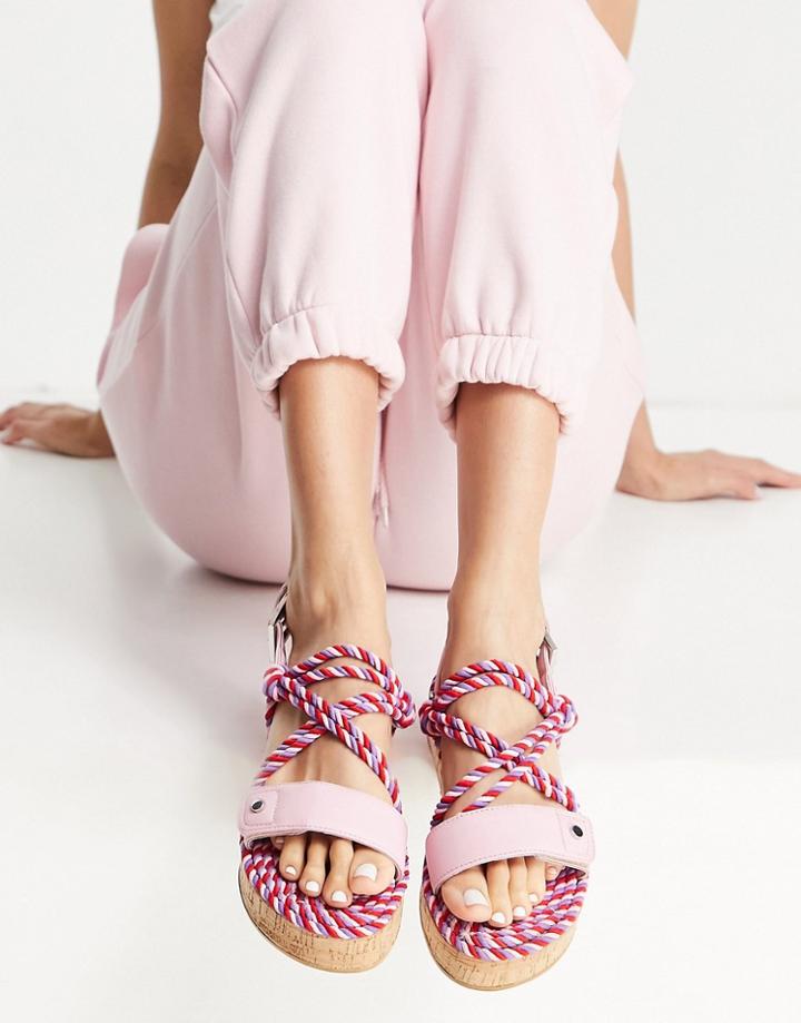 Asos Design Flamingo Rope Espadrilles In Pink Mix