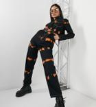 Collusion Tie Dye Twill Boilersuit In Black