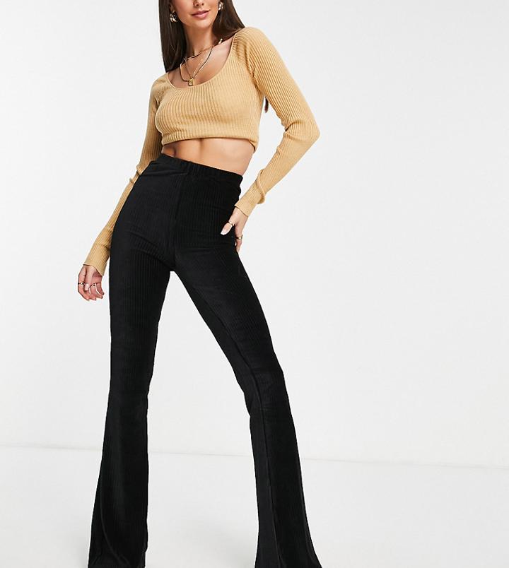 Asos Design Tall Kick Flare Pants In Cord In Black