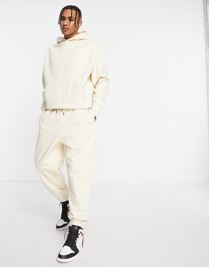 Asos Design Heavyweight Oversized Sweatpants In Beige - Part Of A Set-neutral
