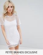 Missguided Petite Fishnet Cami T-shirt Dress - White