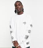 Starter Vintage Arm Print Long Sleeve T-shirt In Black-white