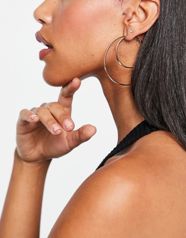 Asod Design Hoop Earring In Double Hoop Design In Gold Tone