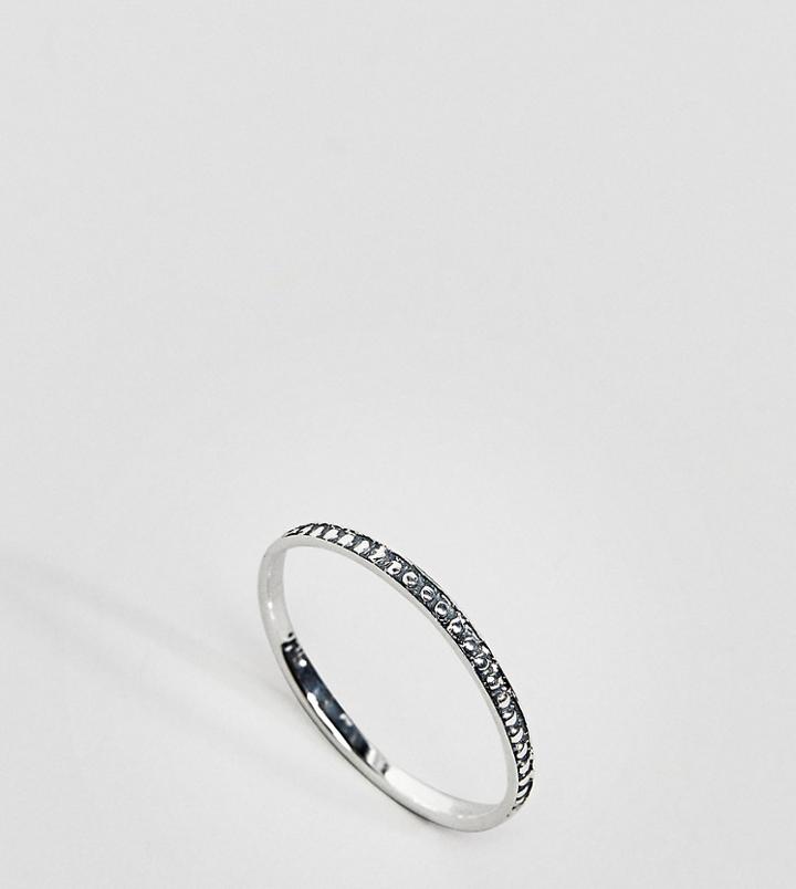 Asos Design Curve Sterling Silver Engraved Ball Detail Ring - Silver