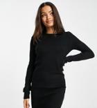 Brave Soul Petite Grunge Crew Neck Sweater Dress-black