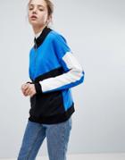 Daisy Street Relaxed Sweatshirt With 90's Zip High Neck - Blue