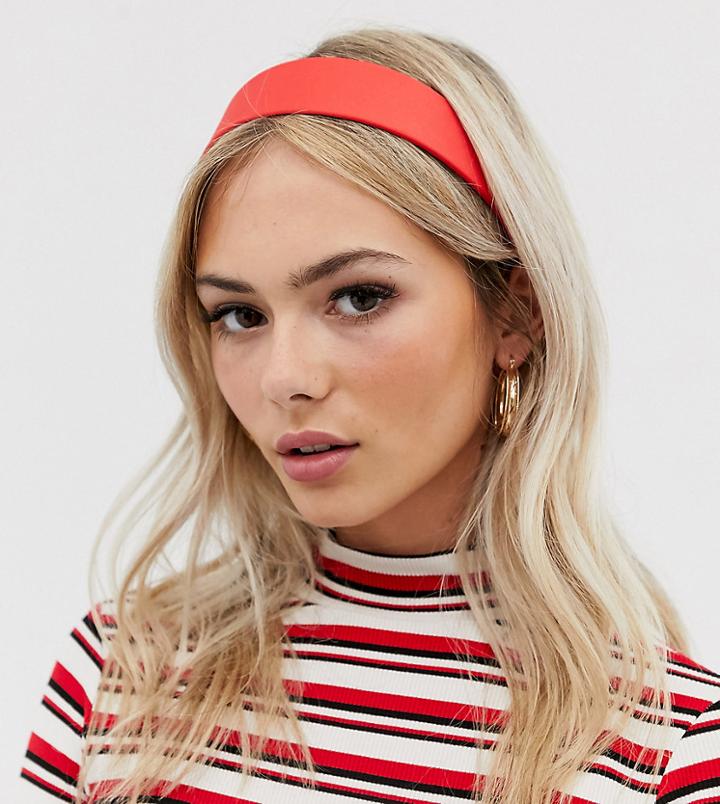 My Accessories London Exclusive Red Satin Wide Headband - Red