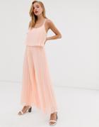 Asos Design Pleated Crop Top Jumpsuit-pink