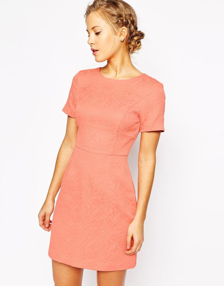 Oasis Jaquard Dress - Peach